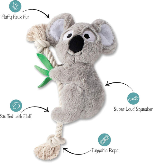 Fringe Studio Squeaker Pet Toy, Koala Bear (289652), Gray X-Large