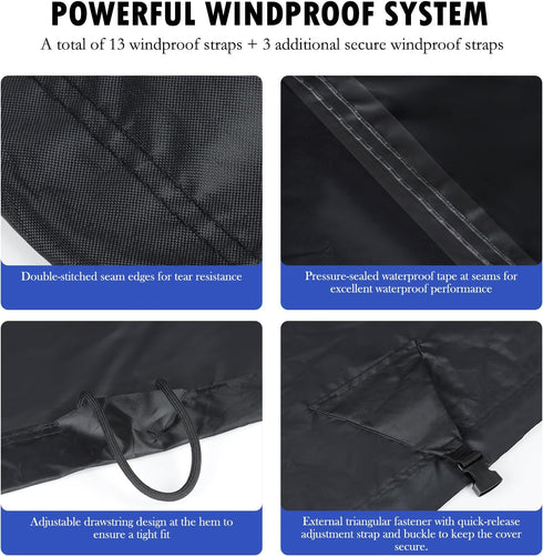 Heavy Duty 420D Waterproof Jet Ski Cover, 136'' to 147'', Adjustable Windproof Strap & Anti-UV for