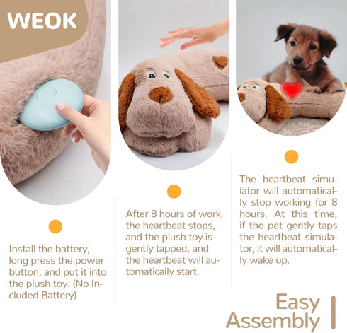 WEOK Puppy Heartbeat Toy, Dog Heartbeat Toy for Separation Anxiety Relief, Puppy Toy with Heartbeat Stuffed Animal