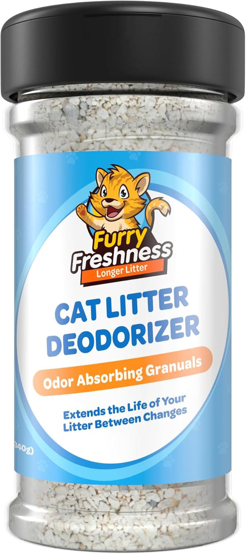 FurryFreshness Cat Litter Deodorizer & Odor Eliminator, Works with All Litters, Nontoxic, Fragrance Free, 1 Pack