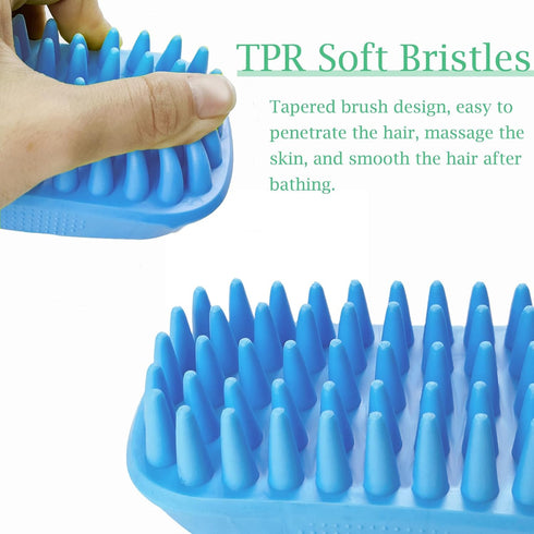 Dog Bath Brush - Pet Silicone Shampoo Brush, Rubber Shower Wash Curry Brush for Shedding Grooming and Massage