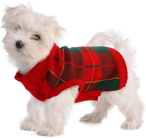 QBLEEV Dog Christmas Sweater for Small Dogs, Warm Knitwear Pullover Holiday Sweaters for Girls Boys XS