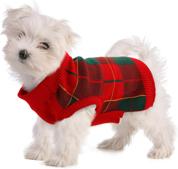 QBLEEV Dog Christmas Sweater for Small Dogs, Warm Knitwear Pullover Holiday Sweaters for Girls Boys XS