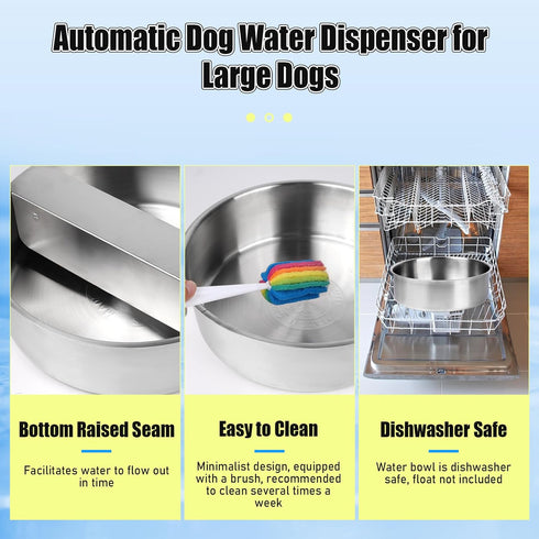 Automatic Dog Water Bowl Dispenser Large Breed Stainless Steel Auto Fill Dog Waterer with Float Valve Livestock Water