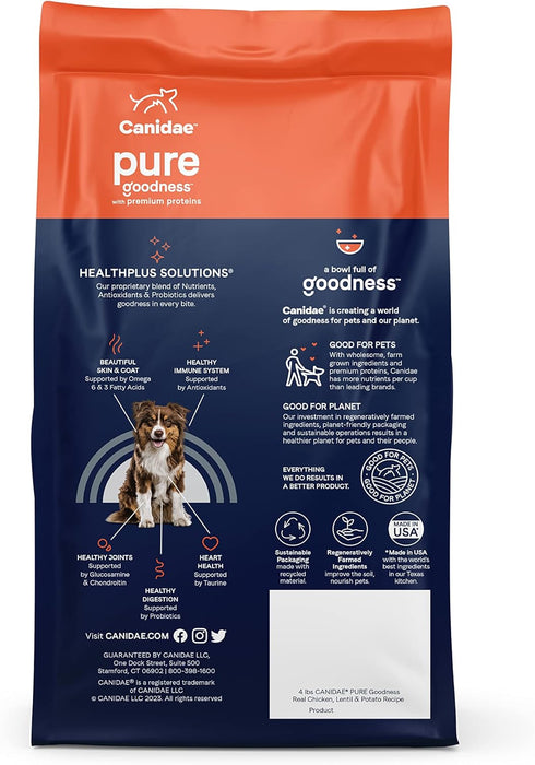 Canidae Pure Limited Ingredient Premium Adult Dry Dog Food - Real Chicken, Lentil & Potato Recipe, 4 lbs