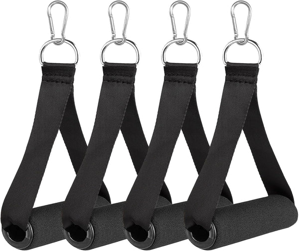 Heavy Duty Gym Handles for Cables, Cable Machine Handles, Resistance Bands Handles with 4 Carabiners for Strength