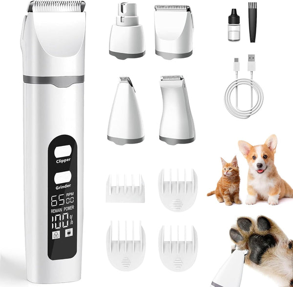 Aenncci Dog Clippers for Grooming, 4 in 1 Dogs Paw Trimmer Pet Grooming