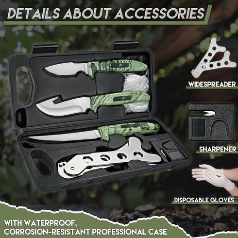 Purple Dragon Hunting Knife Set, Deer Hunting Gear Butcher Game Processor Field Dressing Kit