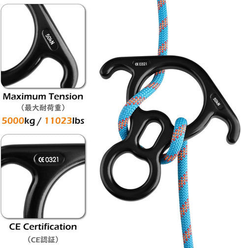TRIWONDER 35KN 50KN Aluminum Climb Figure 8 Descender Rigging Plate for Rock Climbing Rescue