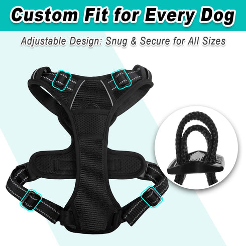 BARKBAY No Pull Dog Harness for Medium Dogs - Adjustable, Reflective, Comfortable, Heavy-Duty, No Choke - M & Black