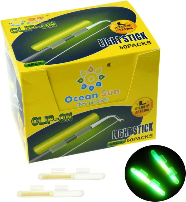 QualyQualy Clip-On Fishing Glow Sticks for Pole, Fishing Rod Tip Light Sticks Bulk Kit, 100 Pcs
