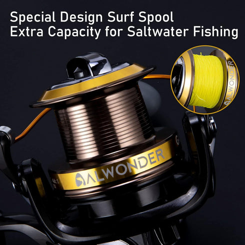 Saltwater Spinning Reel 10000/11000, Graphite Surf Fishing Reel with 11+1 Stainless Steel BBS, 31LB Max Drag