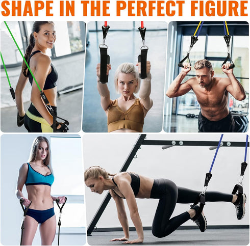 Resistance Bands for Working Out - Set of Fitness Bands, Stretch Bands for Exercise, Includes Door Anchors