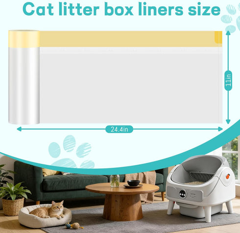 4 24.411 Inches80 Counts/4 Packs Litter Bags for Automatic Cat Litter Box, Replacement Extra Large Self-Cleaning Cat