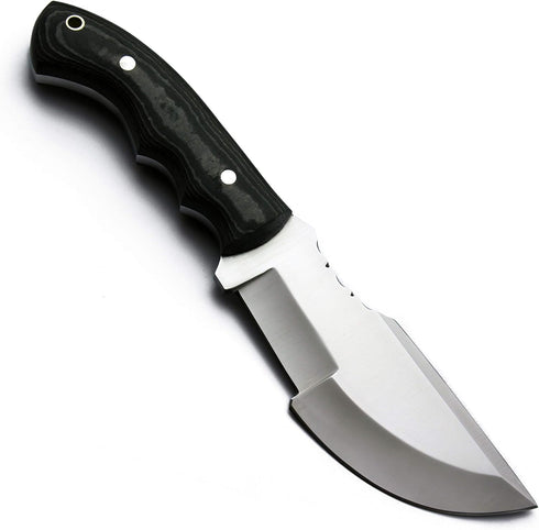 GCS 213 Tactical Knife with G10 Handle, D2 Tool Steel, Full Tang Blade, Leather Sheath for Hunting & EDC