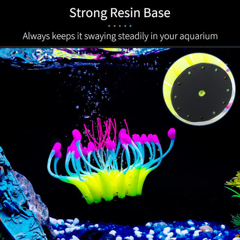 Uniclife Coral Artificial Decoration, Glowing Effect Silicone Ornament for Fish Tank Aquarium, Yellow