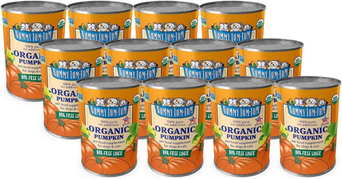 Nummy Tum Tum Organic Pumpkin for Dogs & Cats, 15 Ounce (Pack of 12)