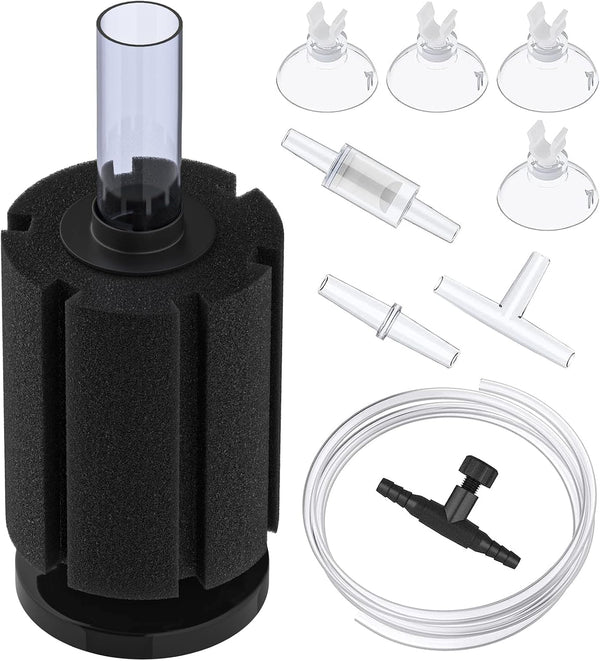 Pawfly Aquarium Bio Sponge Filter, Quiet Foam Filter with Airline Tubing and Accessories for Fish Tank up to 50 Gallon