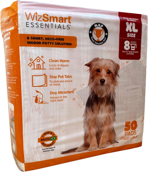 23.5" 35.4", 50 Count WizSmart Essentials Pads XL Extra Large Dog Pads x Disposable Absorbent Pads for Large Dogs