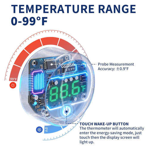 BEEJO 2 1 in Fish Tank Thermometer, Magnetic Fish Tank Cleaner, Aquarium Thermometer Digital with Touch Digital