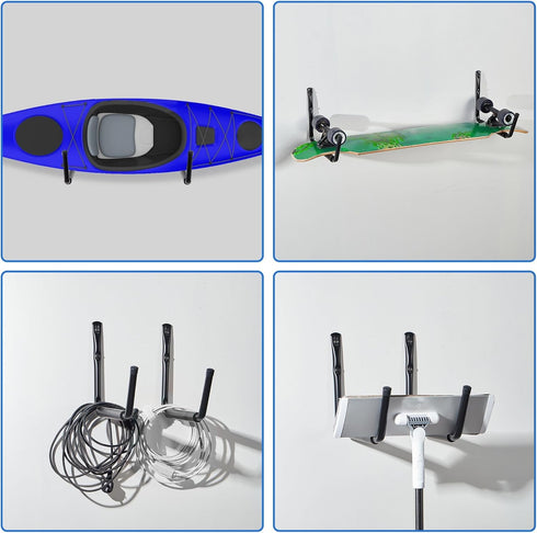LUGO Heavy Duty Steel Storage Hooks - Wall Mounted Rack for Hanging Canoes, Kayaks, Surfboards, and Bikes