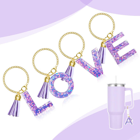 Letter Charm for Stanley Cup, 1 PCS Purple Tumbler Handle Accessories, Initial Charm for Girls Women