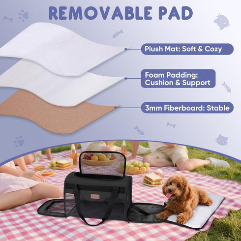 15 Lbs, 17"x11"x11") BALEINE Cat Carrier, Puppy Dog Carrier for Small Medium Pets Up to Soft-Sided Dog Travel Bag