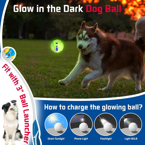 2PCS Premium Dog Treat Balls 3", Glow in The Dark Fetch Toys for Small/Medium/Large Dogs, Vanilla Flavor