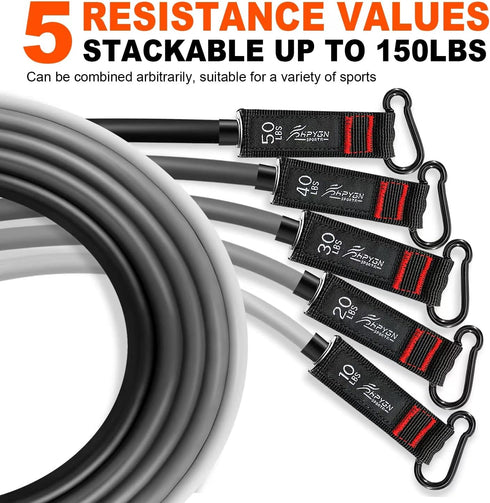Resistance Bands with Handles, Exercise Bands, Workout Bands with Door Anchor and Ankle Straps for Heavy Training