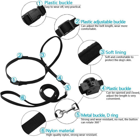 BARKLESS Dog Head Collar, Adjustable and Padded, No-Pull Training Tool for Dogs on Walks, includes 1 Dog Leash and A Training Guide