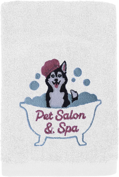 DAN RIVER 100% Cotton Dog Bath Towel, Ultra Soft 450 GSM, Quick Drying, 20x40 inches, White
