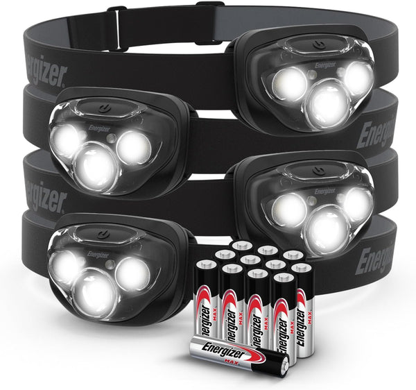 Energizer PRO-260 LED Headlamp (4-Pack), IPX4 Water Resistant Headlamps, High-Performance Head Light