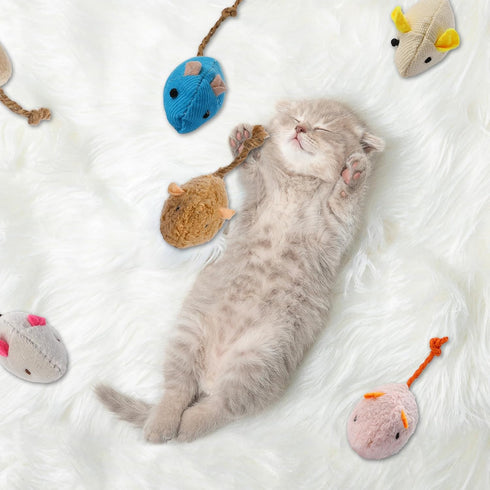 Mozeat Lens 8 Pack 8 Toy Mice for Cats Cat Mice Toys Interactive Toy Cats Mouse Plush Cat Toys Catnip Toy Biting Toys