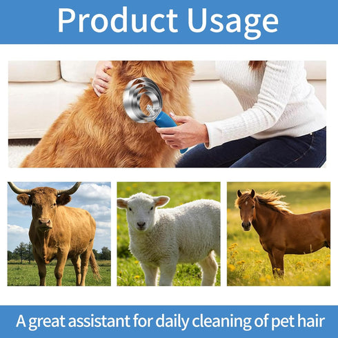 PHLYSFZ 4 Set Curry Comb Kit, Ring Curry Comb, Rubber Brush, Tear Stain Wipe Brush for Horses, Dogs, Goats, Cattle