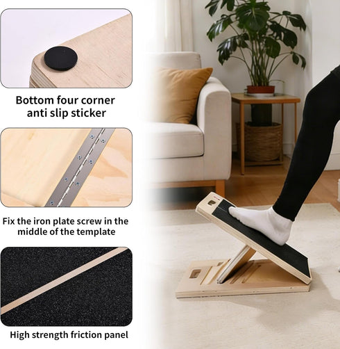 Generic ERA of Vision Adjustable Slant Board for Stretching Wooden Incline Calf & Leg Stretch Trainer with Anti-Slip