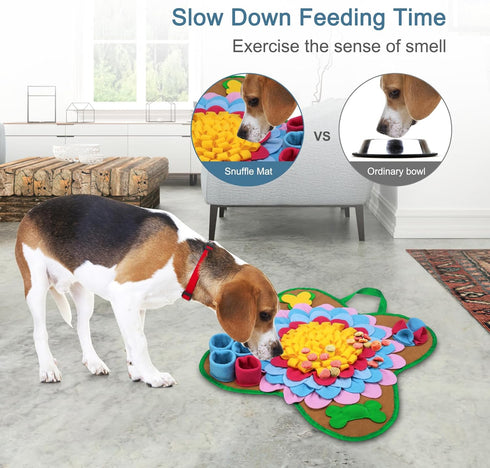 Ankilo 20''*20'' Snuffle Mat for Dogs, Interactive Foraging Puzzle Blanket, Dog Feeding Mat with Non-Slip Bottom