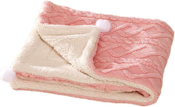 Premium Soft Dog Blanket, Washable Puppy Essentials, Calming Throw for Medium Small Dogs, Pink-M