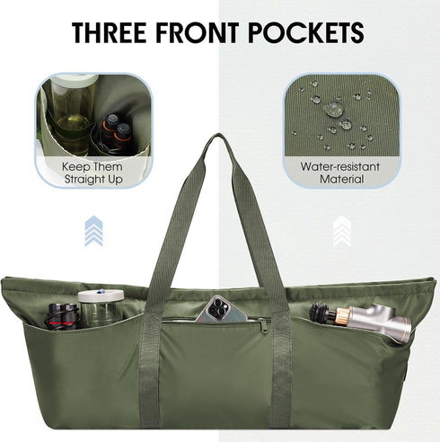 Large Yoga Mat Bag with Shoes Compartment and Wet Pocket Ladies Pilates Gym Tote Bag with Yoga Mat Holder Strap
