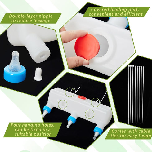 3 3 L/101.45oz Threlaco Pacifier Small Animal Milk Feeder Puppy Lamp Goat Milk Feeder Farm Water Bottle Dispenser