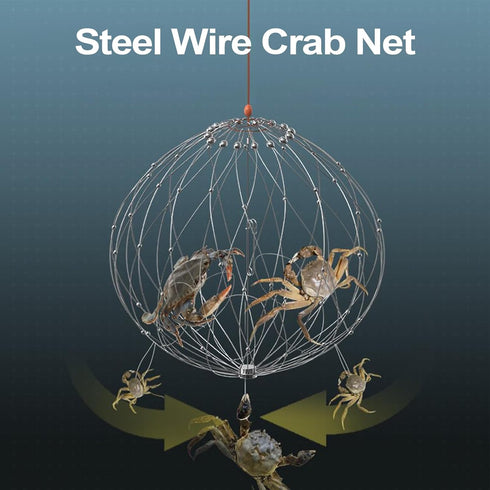 Automatic Opening Closing Fishing Net Cage Crab Traps for Crabbing Fishing Net Bait Shrimp Cage Steel Wire Crab Nets