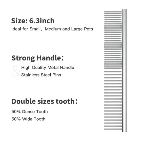 Large Firm Slicker Brush & Pet Comb Value Kit, Extra Long Pin Brush for Goldendoodles, Large Dog Grooming Wire Brush,