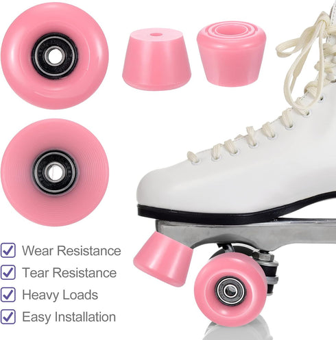 PATIKIL 8 Pack Roller Skate Wheels, 58mmx32mm Quad Wheels with ABEC-9 Bearing, 82A PU & 2 Toe Stoppers
