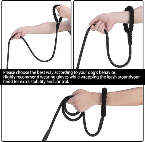 HOMIMP Chew Proof Dog Leash for Medium and Large Dogs, Reflective 6 FT Heavy Duty Metal Chain Leash