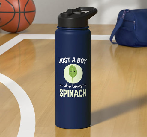 Just A Boy Who Loves Spinach Stainless Steel Insulated Water Bottle