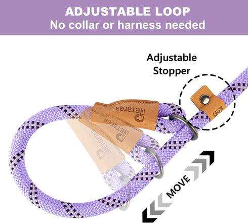 5 FT Heavy Duty Slip Lead Dog Leash for Small Medium Large Dogs, No Pull Training Lead (Lavender Stripe, Medium(3/8"))