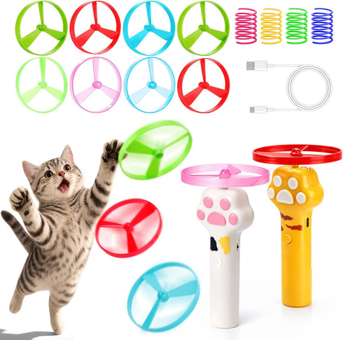 BABORUI Cat Toy Disc Launcher, Rechargeable Interactive Cat Fetch Toy Launcher with