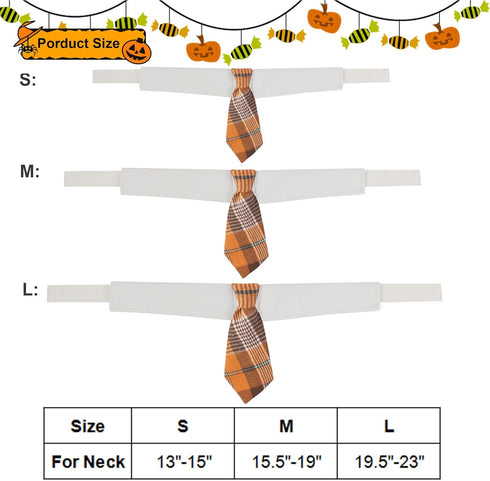 ADOGGYGO Fall Dog Necktie - Pet Tuxedo Collar with Orange Plaid Tie for Medium Dogs