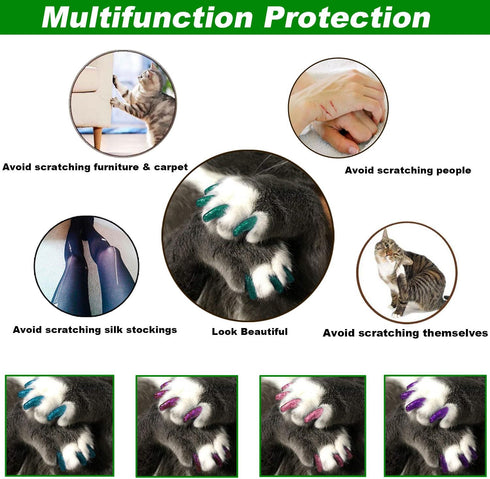 VICTHY 10 Colors, 100pcs Cat Nail Caps Glitter Kitten Caps with Adhesives and Applicators (M)