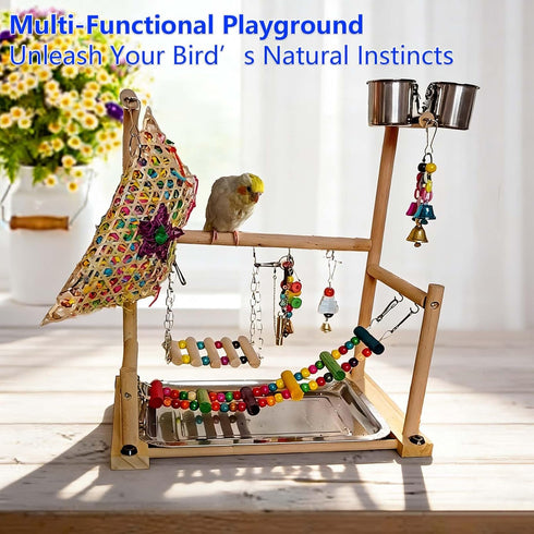 kathson Bird Playground,Parakeet Play Stand,Parrots Play Gym with Food Bowls,Cockatiel Playstand with Chewing&Exercise