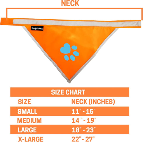 Orange Dog Bandana, Hi-Visibility Reflective Blaze for Large and Small Pets, Safety Accessories for Walking, Camping,